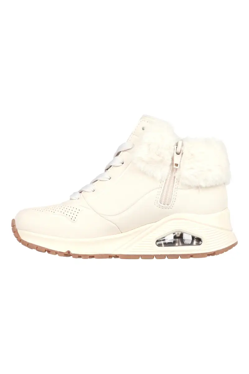 Sneakers mid-cut bianco imbottito con cerniera SKECHERS UNO FALL AIR [BEIGE] miniatura 3