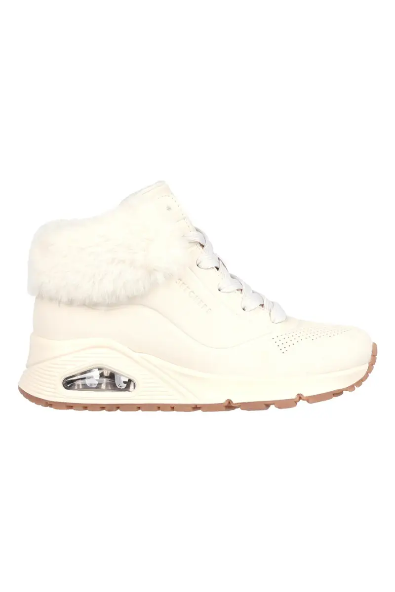 Sneakers mid-cut bianco imbottito con cerniera SKECHERS UNO FALL AIR [BEIGE]