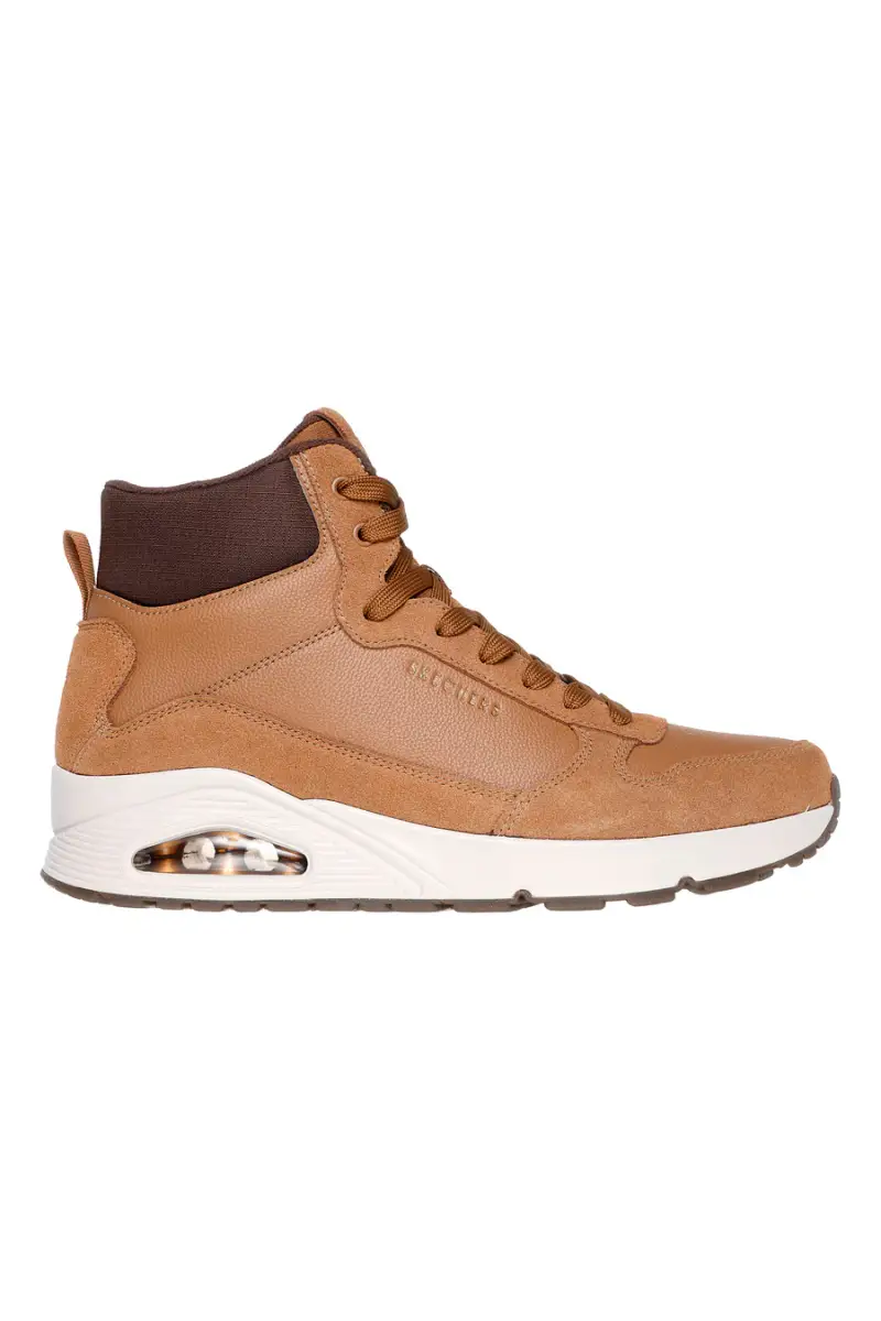 Sneakers mid-top color cuoio in suede e duraleather Skechers Uno Stacre Mid [WSK]