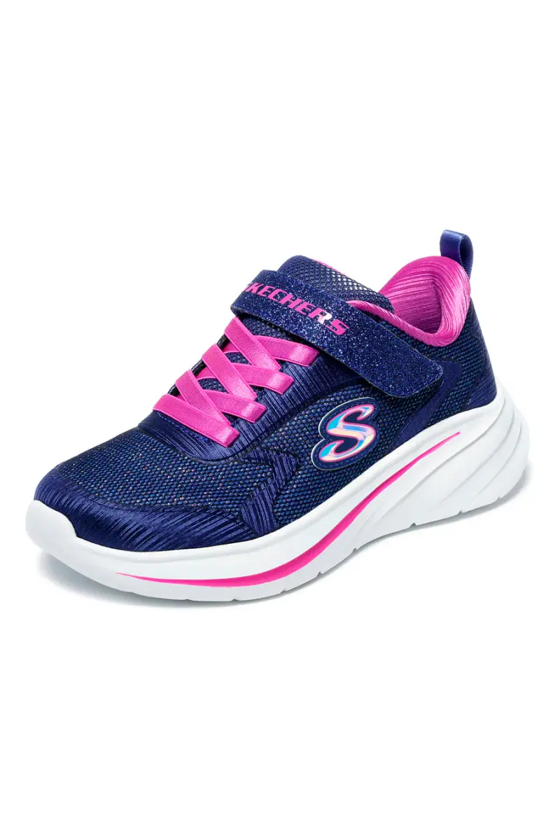 Sneakers navy glitterate con chiusura a strappo Wave 92 Skechers [NAVY] miniatura 2