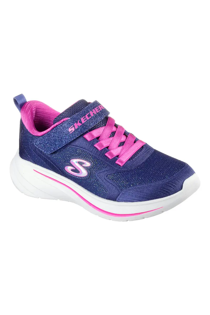 Sneakers navy glitterate con chiusura a strappo Wave 92 Skechers [NAVY] miniatura 4