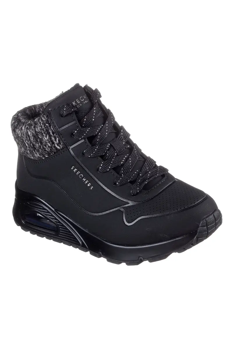 Sneakers nere alte con collo in maglia Skechers Uno Gen1 Darling Daze [NERO] miniatura 2