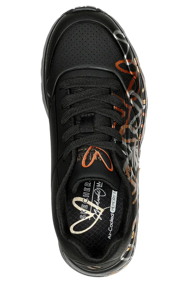 Sneakers nere con cuori Skechers Uno Lite Metallic Love [NERO miniatura 3