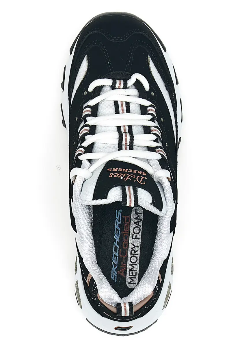 Sneakers nere con dettagli rose gold e Memory Foam Skechers D'Lites Devoted Fan [BLACK] miniatura 3