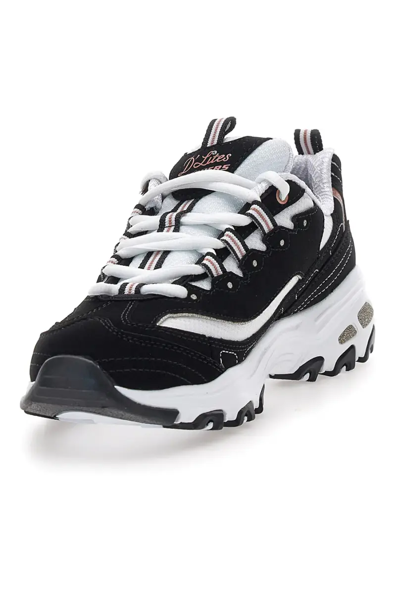 Sneakers nere con dettagli rose gold e Memory Foam Skechers D'Lites Devoted Fan [BLACK] miniatura 4