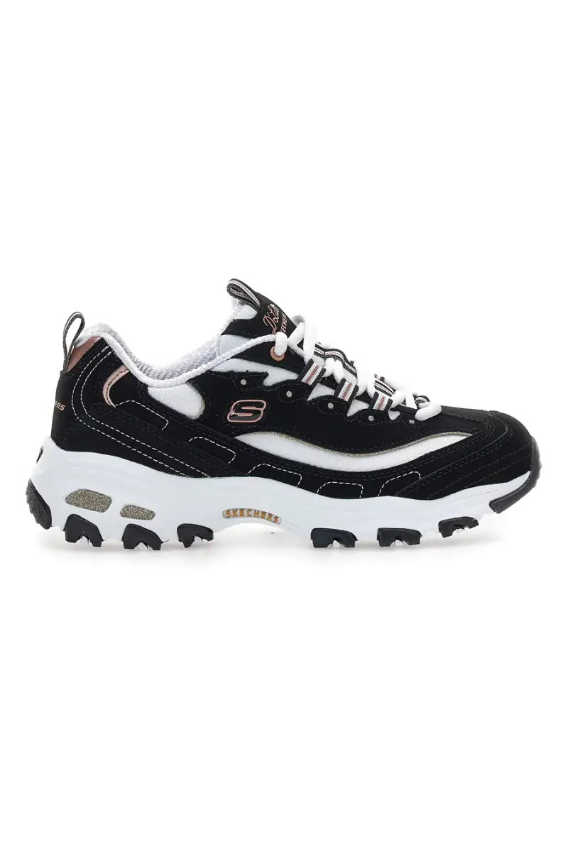Sneakers nere con dettagli rose gold e Memory Foam Skechers D'Lites Devoted Fan [BLACK]