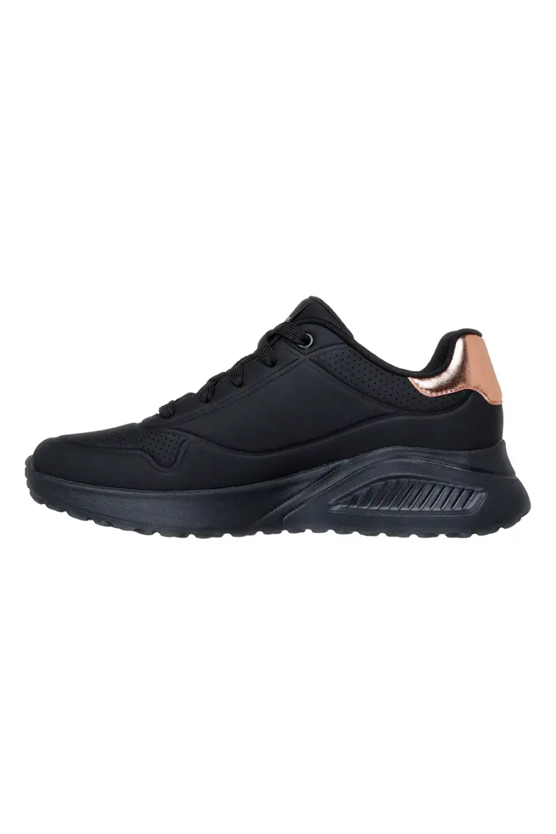 Sneakers nere con dettaglio rame e suola platform Skechers Uno Lite Shimmer Along [NERO] miniatura 3