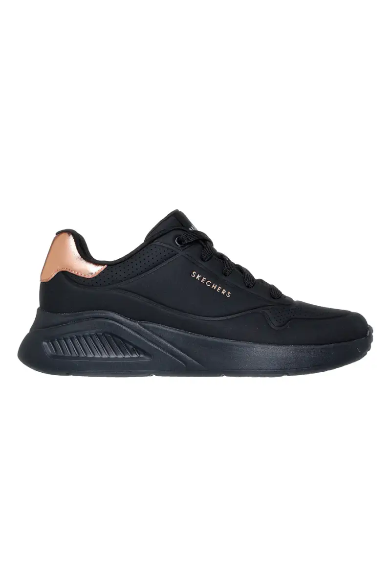 Sneakers nere con dettaglio rame e suola platform Skechers Uno Lite Shimmer Along [NERO]