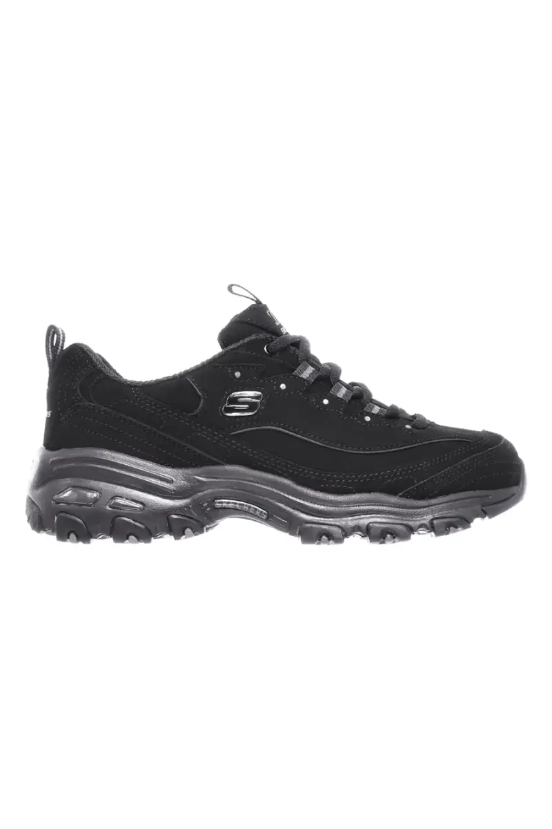 Sneakers nere con inserti in pelle e Memory Foam Skechers D Lites Play On [NERO]