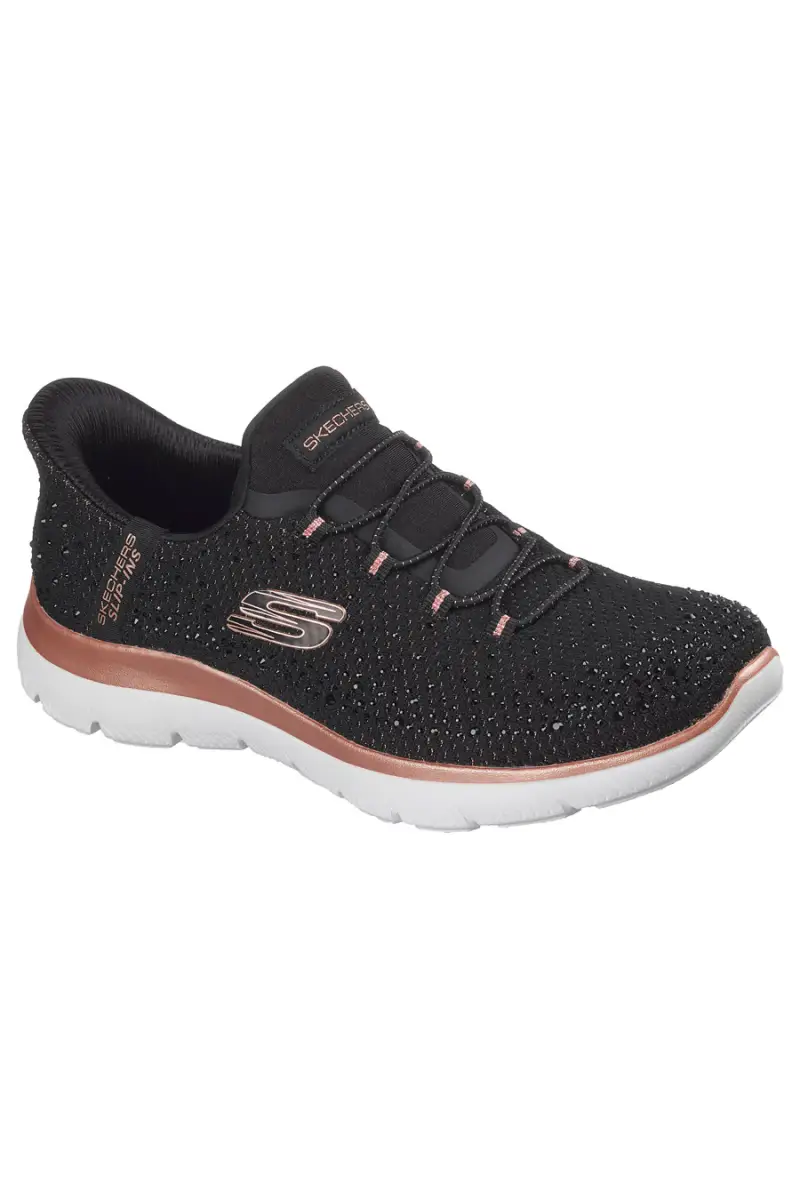 Sneakers nere glitterate con Memory Foam Skechers Summits Brilliant Shine [BLACK] miniatura 3