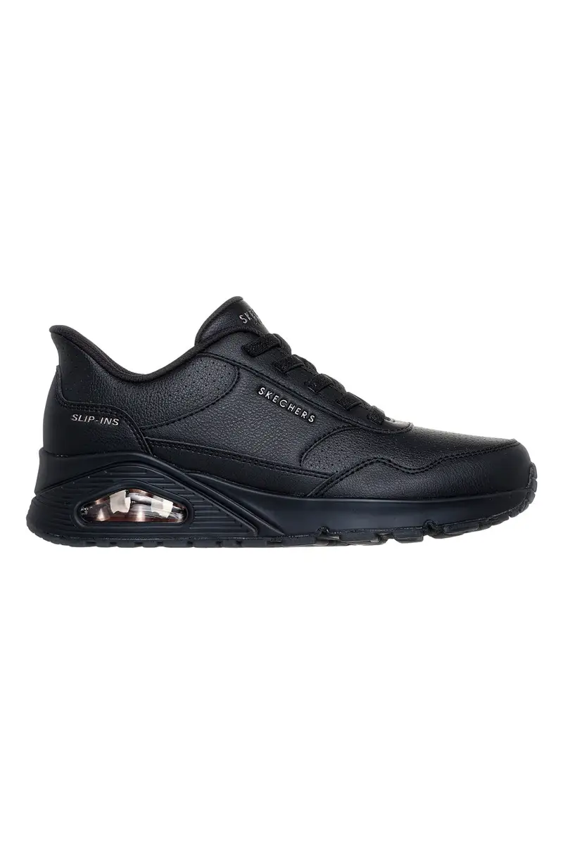 Sneakers nere in duraleather con Air-Cooled Memory Foam Skechers Uno Banksia Luxe [NERO]
