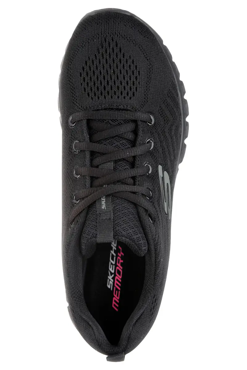 Sneakers nere in mesh con Memory Foam Skechers Graceful Get Connected [NERO] miniatura 3