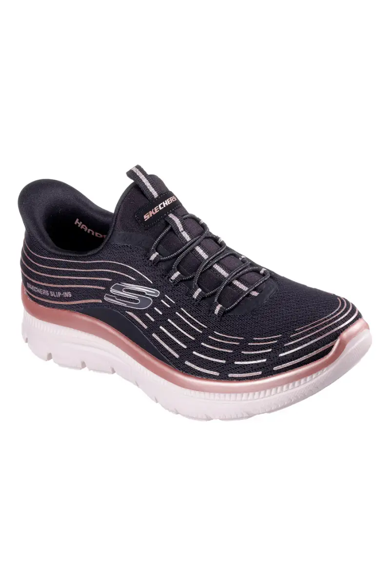 Sneakers nere leggere in tessuto traspirante Skechers Summits Plus Soft Luster [BLACK] miniatura 2
