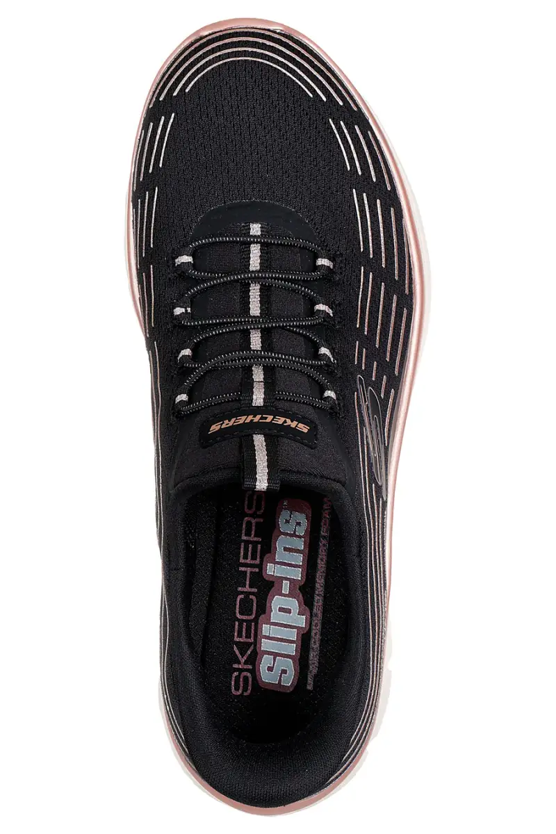 Sneakers nere leggere in tessuto traspirante Skechers Summits Plus Soft Luster [BLACK] miniatura 3