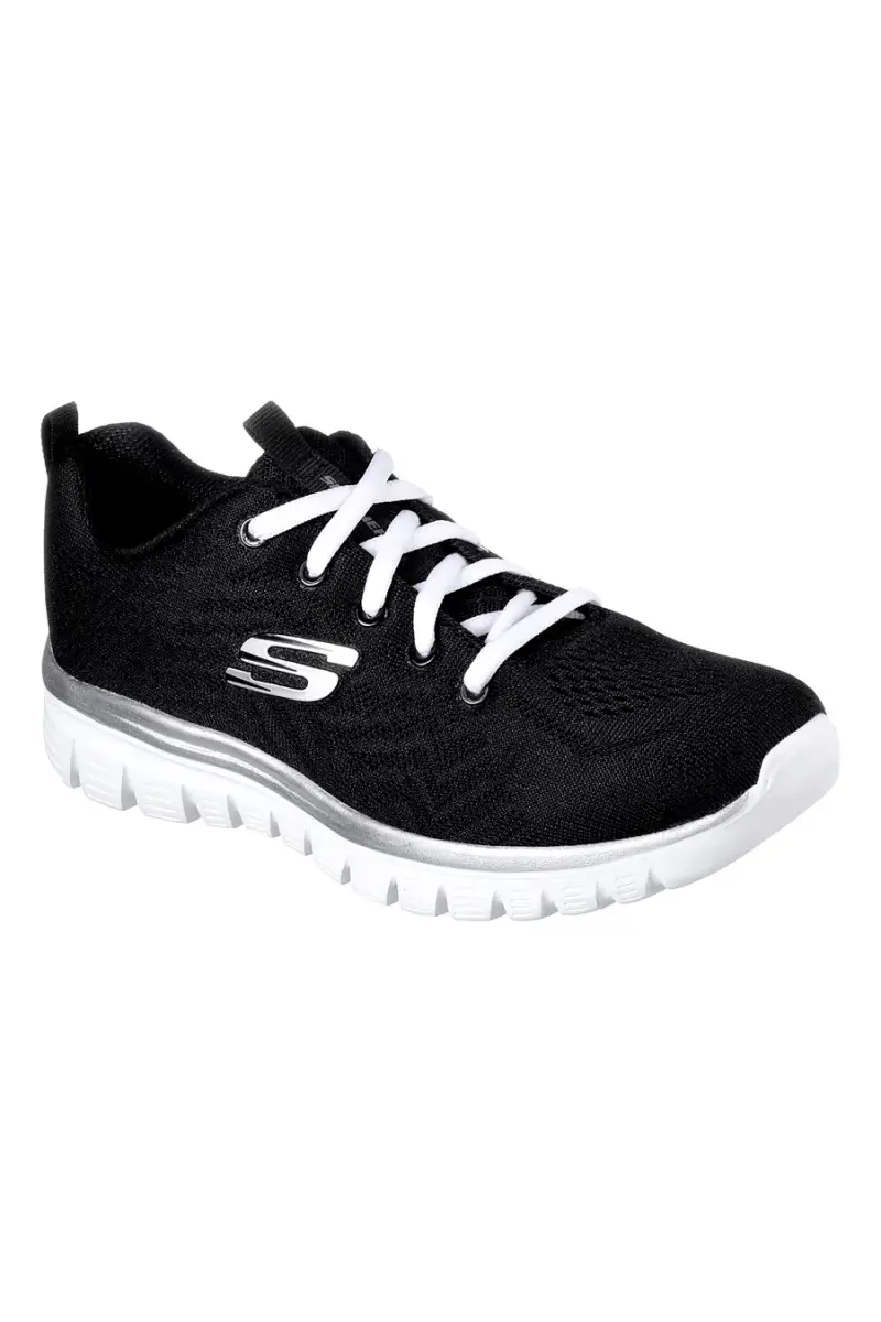 Sneakers nero bianco Memory Foam Skechers Graceful Get Connected [NERO] miniatura 2