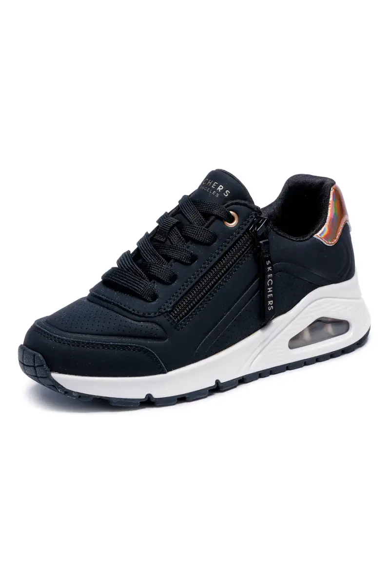 Sneakers nero con zip laterale Skechers Uno gen1 zip and stride [BLACK] miniatura 2