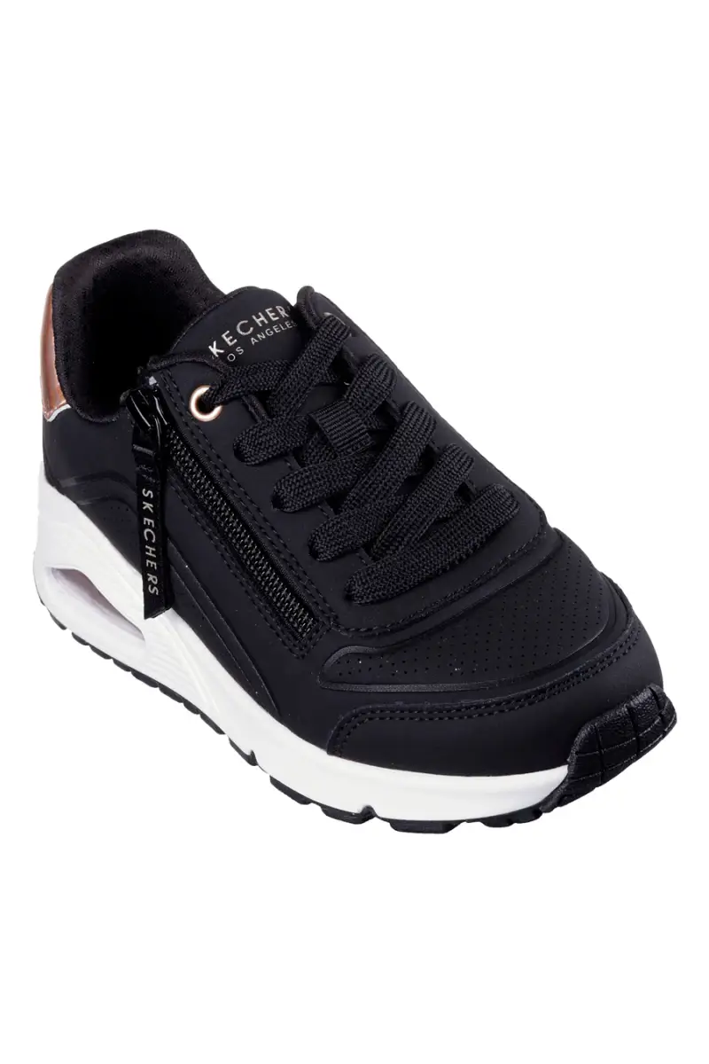 Sneakers nero con zip laterale Skechers Uno gen1 zip and stride [BLACK] miniatura 3