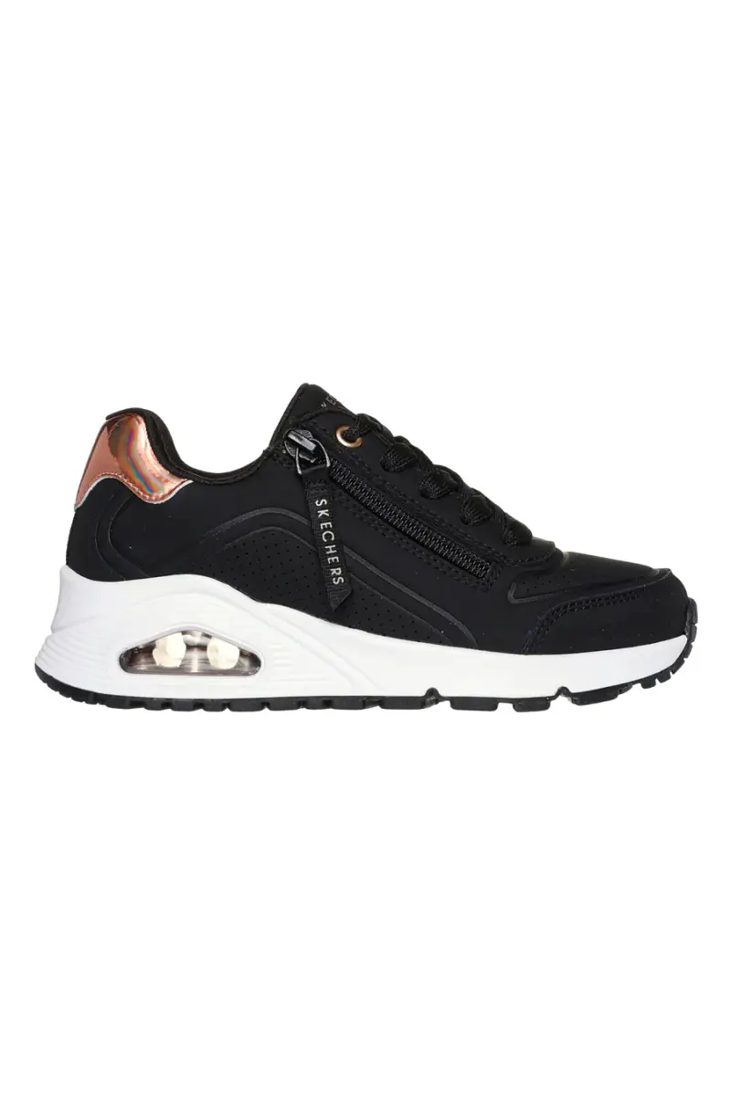 Sneakers nero con zip laterale Skechers Uno gen1 zip and stride [BLACK]