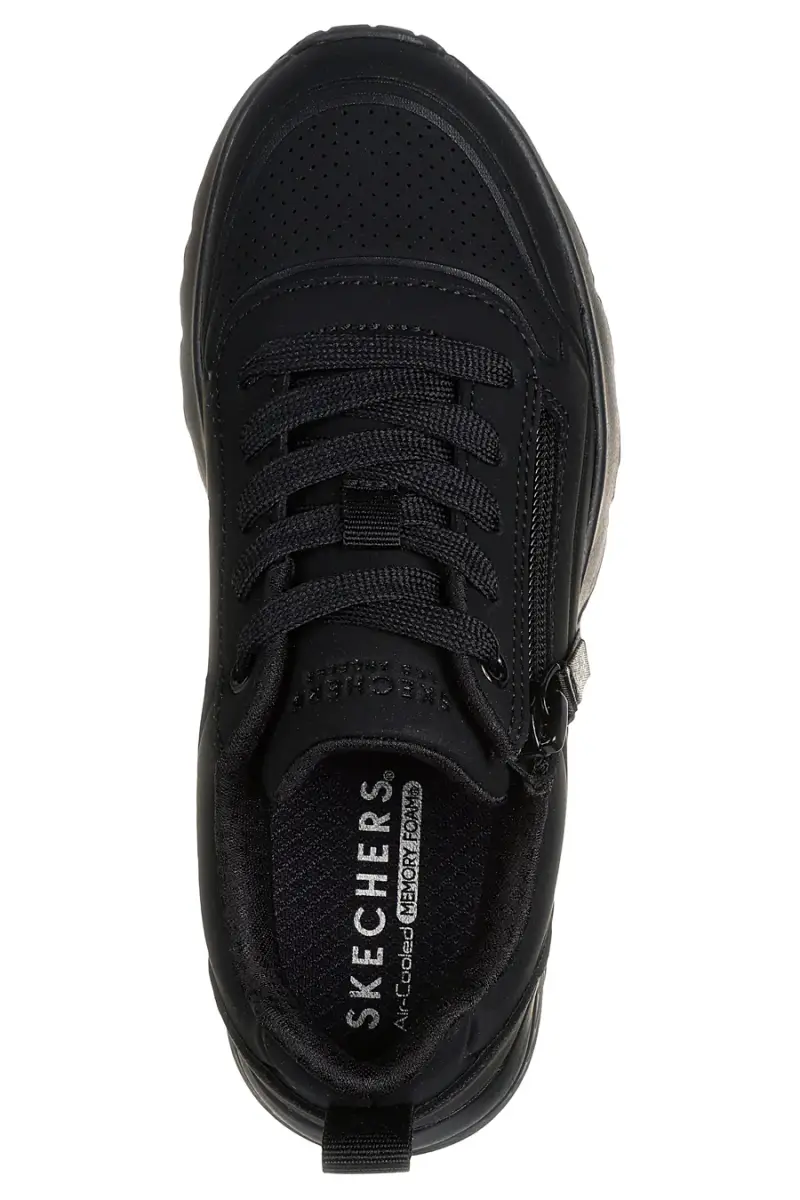 Sneakers nero Memory Foam con zip Skechers Uno Lite Easy Zip [NERO] miniatura 3