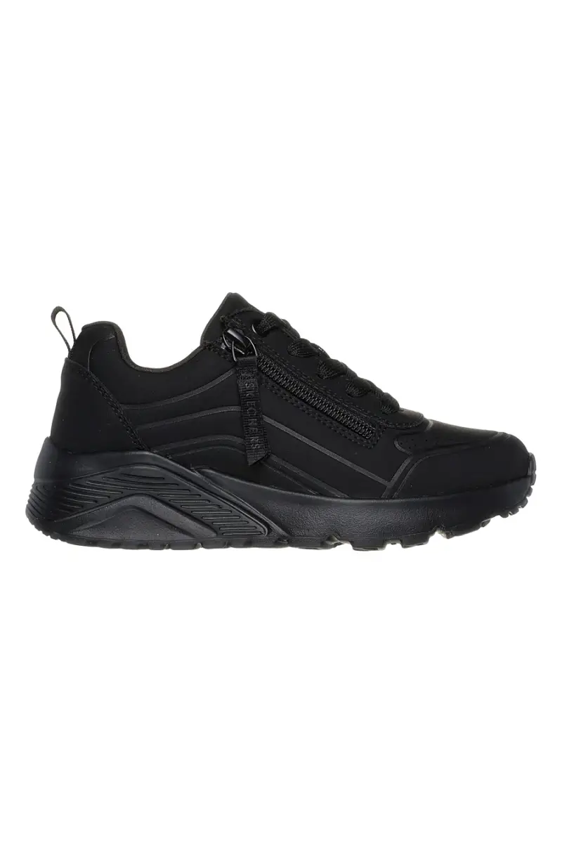 Sneakers nero Memory Foam con zip Skechers Uno Lite Easy Zip [NERO]
