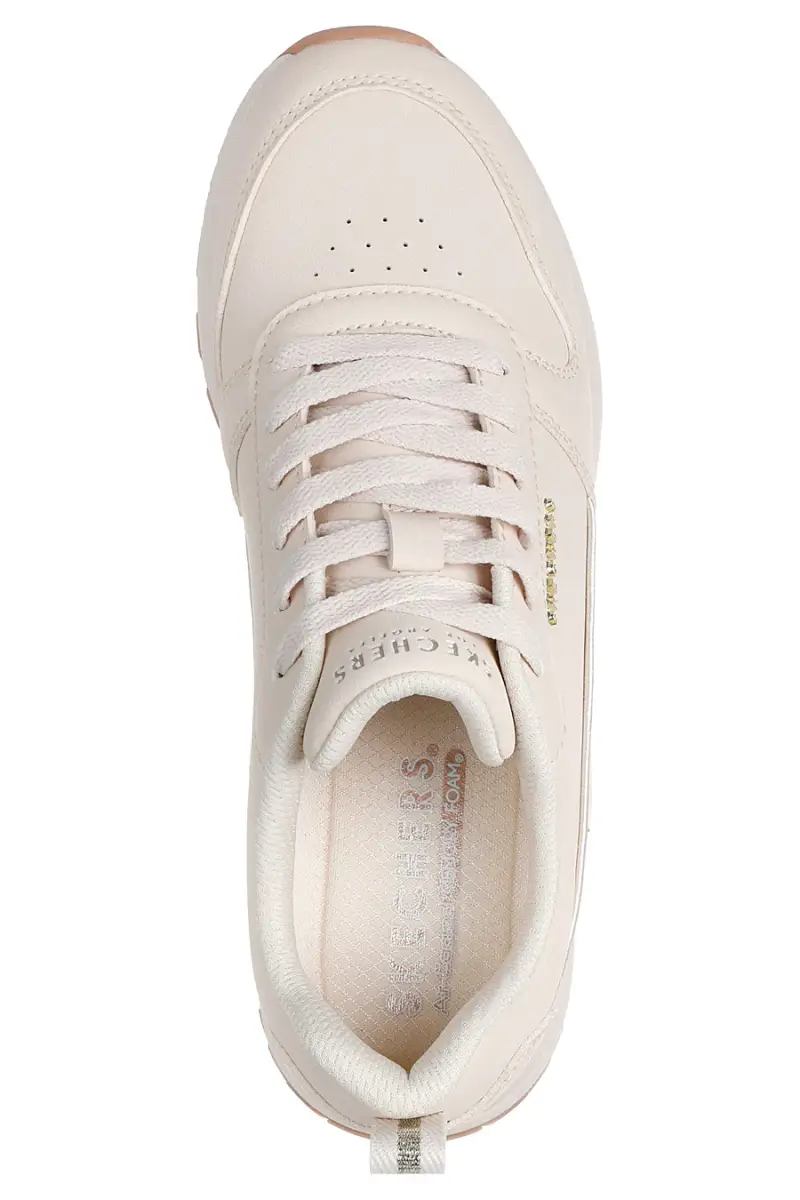 Sneakers off white con dettagli gold e suola alta Skechers Runway Classy Gal Womens [OFF WHITE] miniatura 5