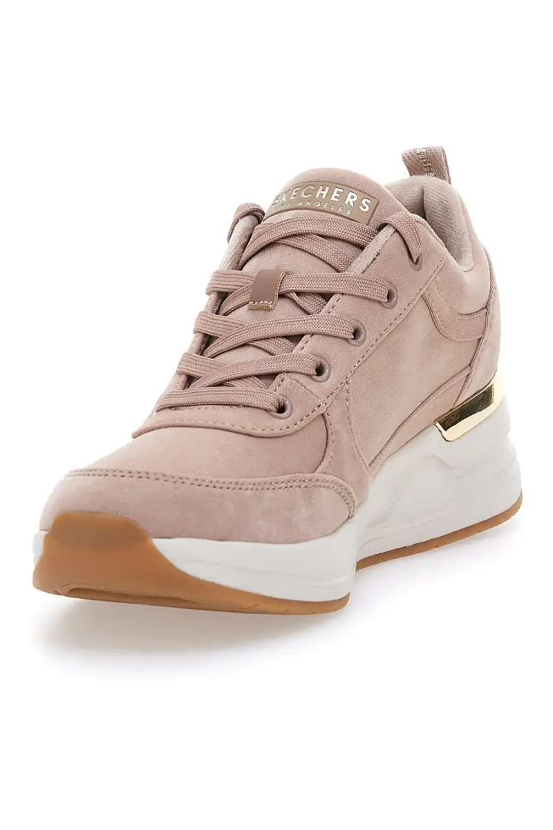 Sneakers rosa nude con zeppa e dettagli metallici Skechers Billion 2 Prissy N Plush [ROSA] miniatura 3