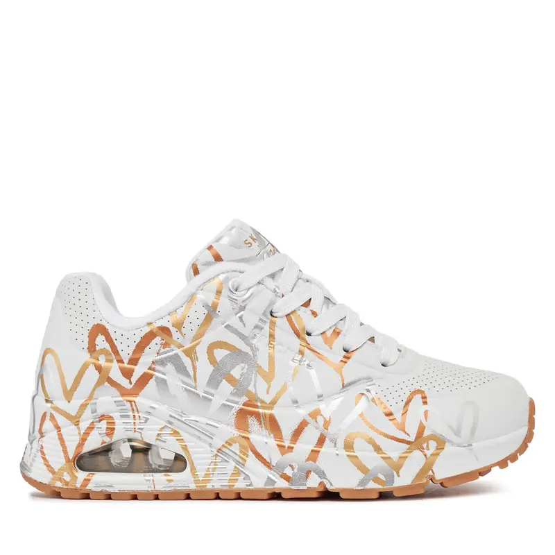 Sneakers Skechers Uno Metallic Love 155523/WTGD Bianco