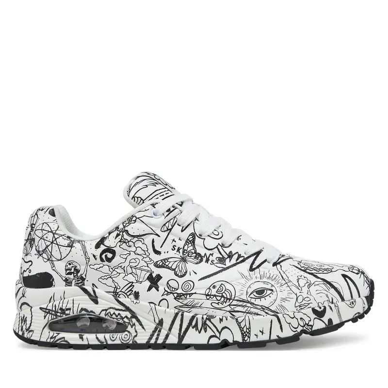 Sneakers Skechers UNO Printed Lace-Up 183501/WBK Bianco