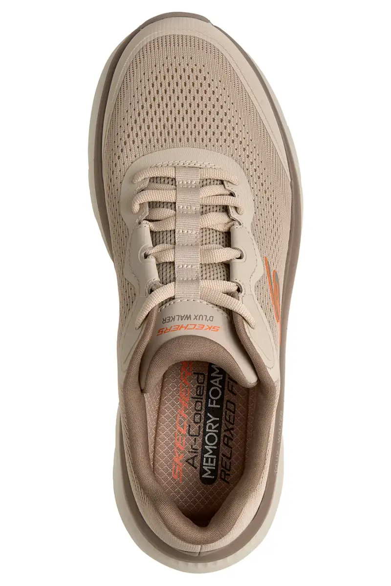 Sneakers sportive Taupe in mesh engineered con relaxed fit Skechers Dlux Walker 3 0 Bravik [BEIGE] miniatura 5