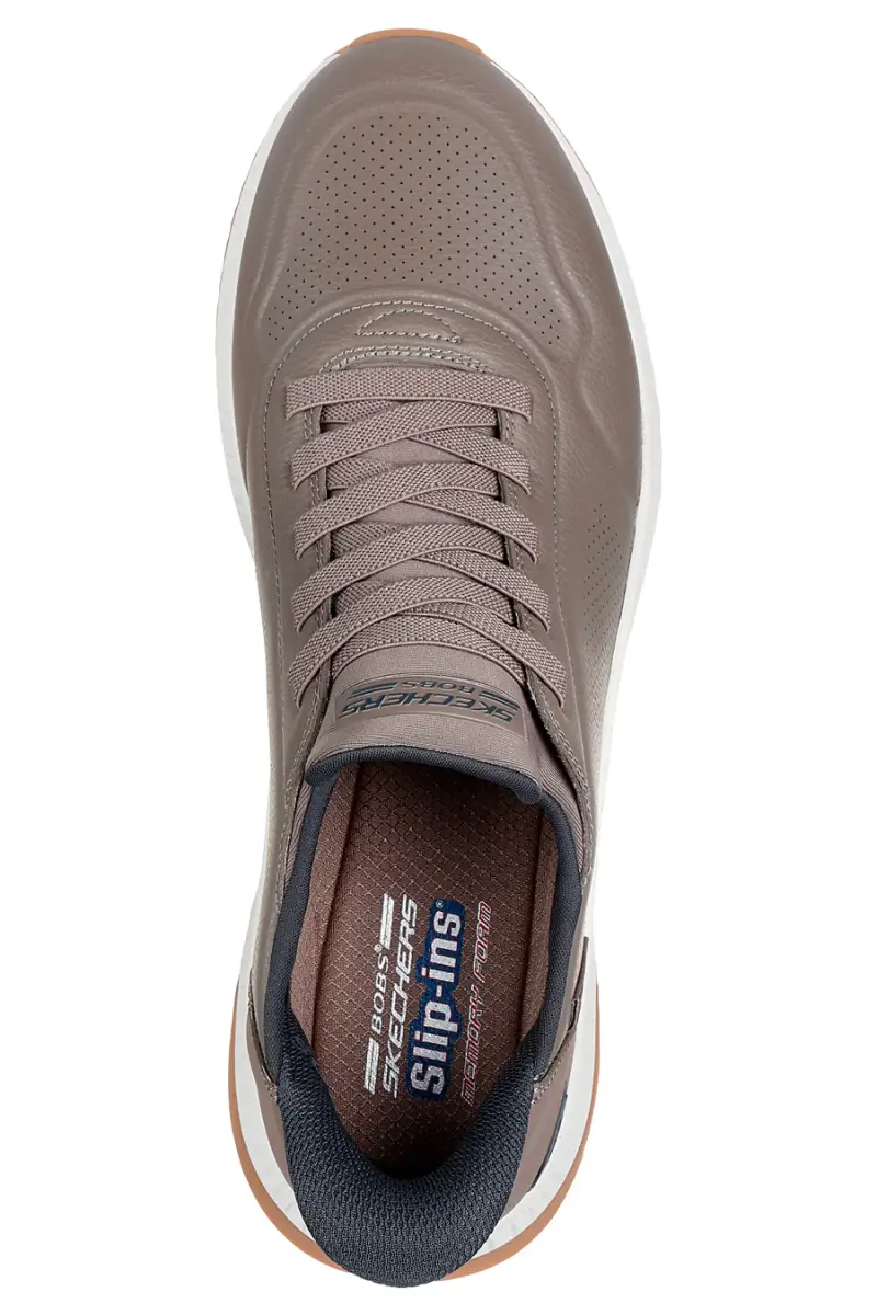 Sneakers taupe in simil pelle con Memory Foam Skechers Bobs Squad 4 Direct Step [TAUPE] miniatura 5