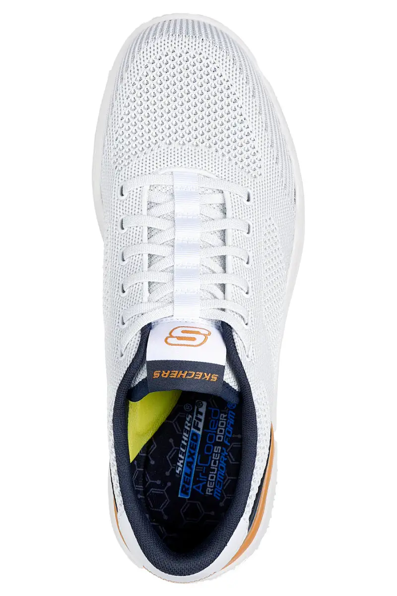 Sneakers Vegane Bianche con soletta Air-Cooled Memory Foam Skechers Relaxed Fit Corliss - Dorset [BIANCO] miniatura 3
