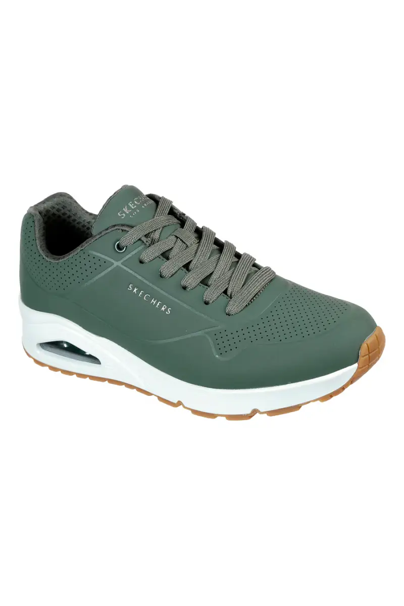 Sneakers verde militare con cuscinetto ad aria e soletta memory foam Skechers UNO Stand On Air [OLIVA] miniatura 2