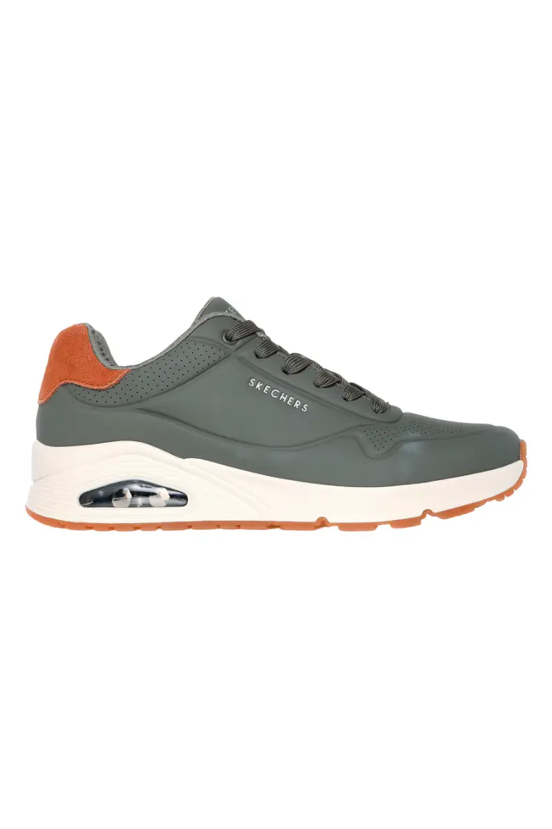Sneakers verde oliva con suola ammortizzata Air-Cooled Memory Foam Skechers Uno Suited On Air [VERDE]