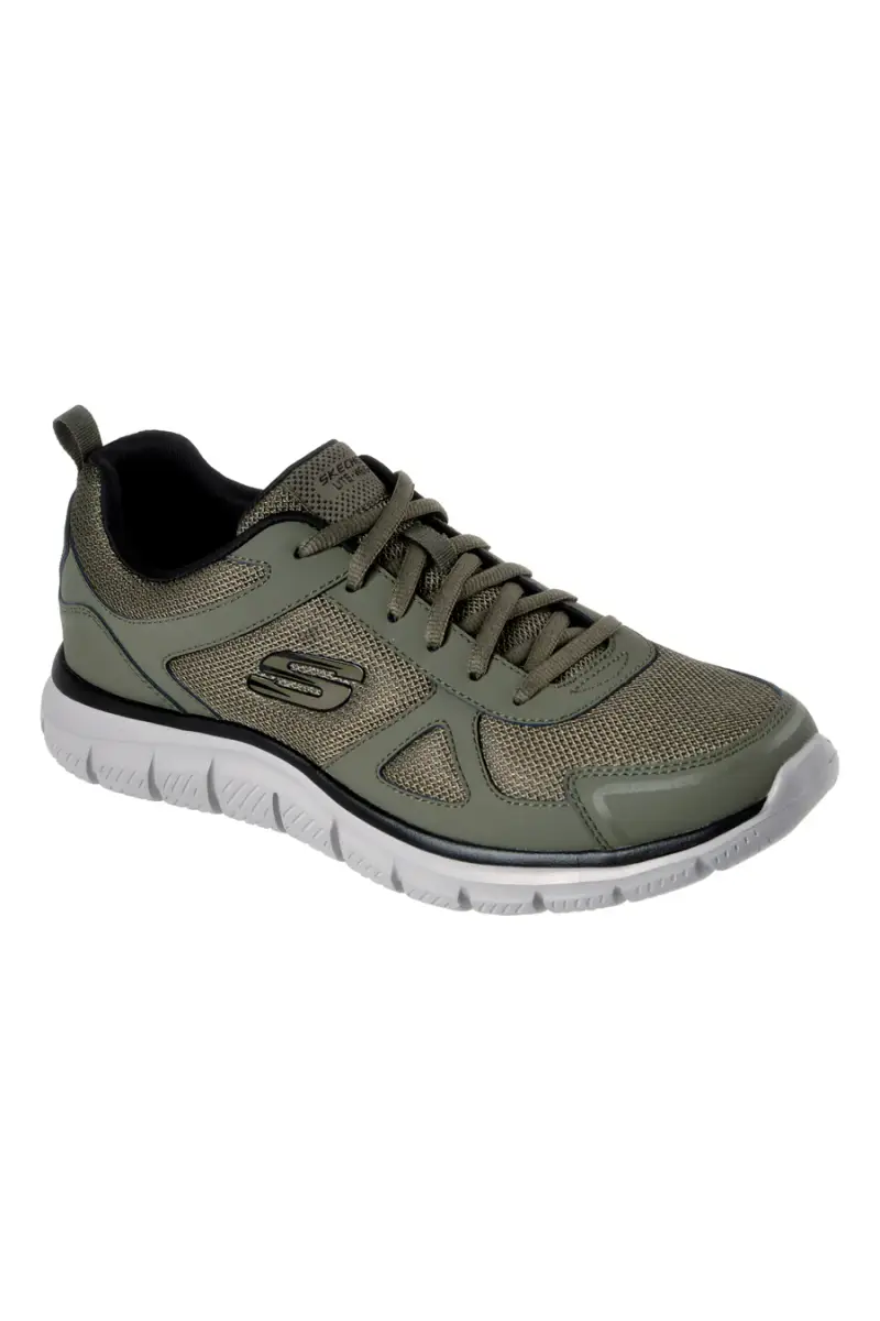 Sneakers verde oliva in pelle e mesh con soletta memory foam Skechers Track Scloric da Uomo [VERDE miniatura 2