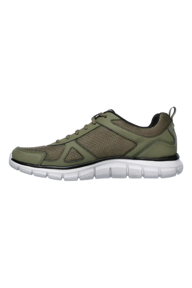Sneakers verde oliva in pelle e mesh con soletta memory foam Skechers Track Scloric da Uomo [VERDE miniatura 3