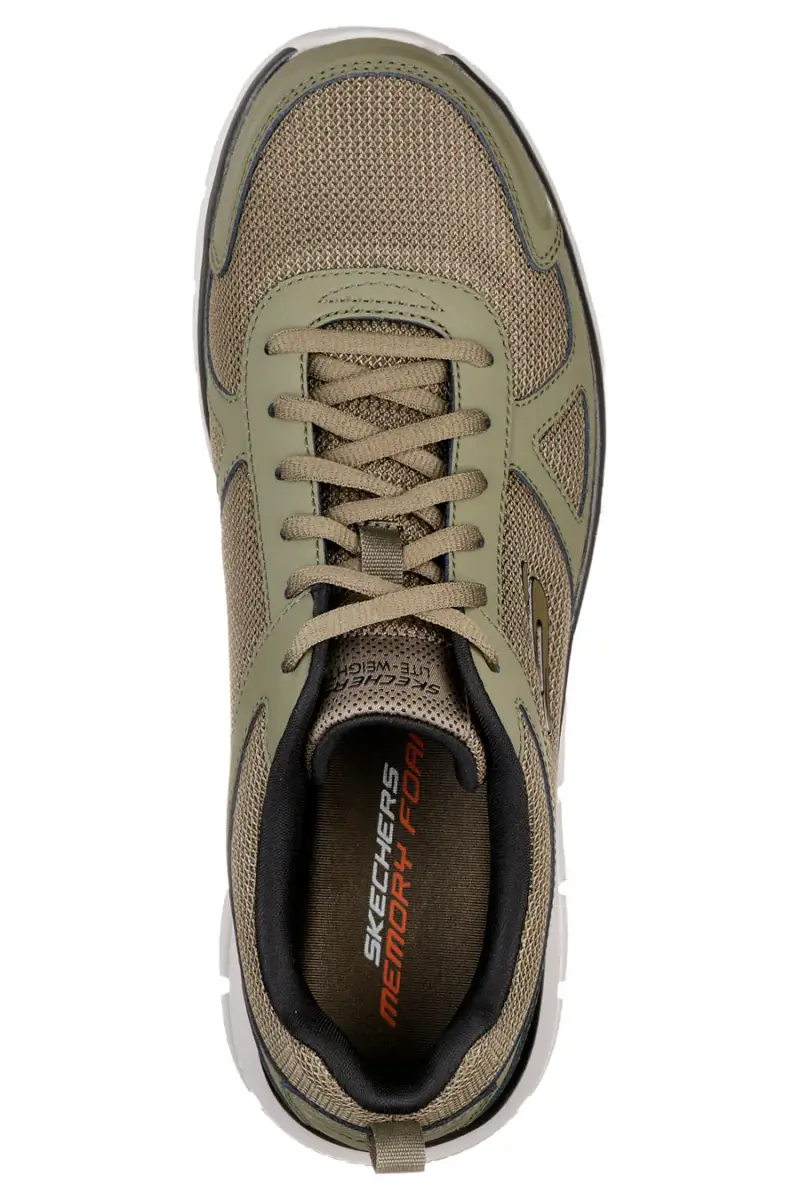 Sneakers verde oliva in pelle e mesh con soletta memory foam Skechers Track Scloric da Uomo [VERDE miniatura 5