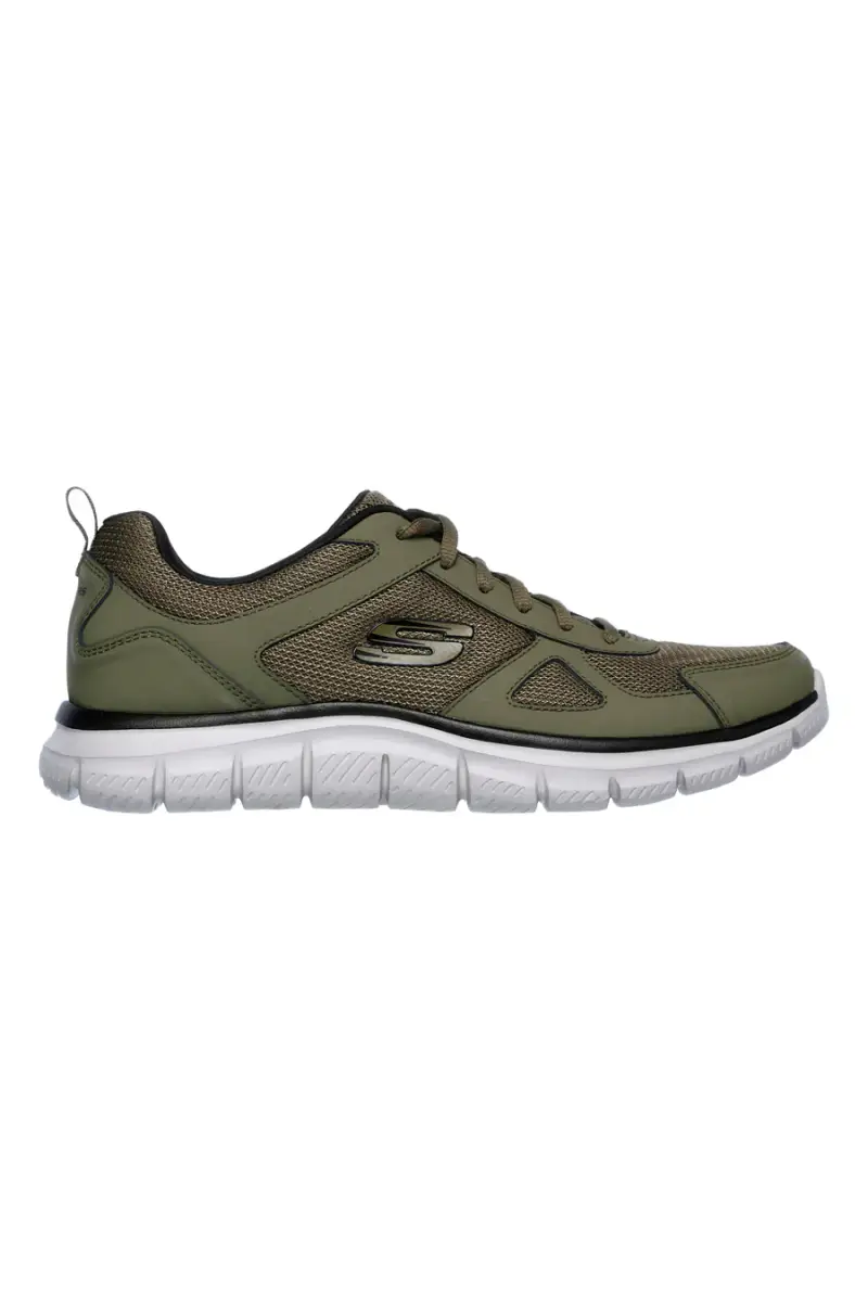 Sneakers verde oliva in pelle e mesh con soletta memory foam Skechers Track Scloric da Uomo [VERDE
