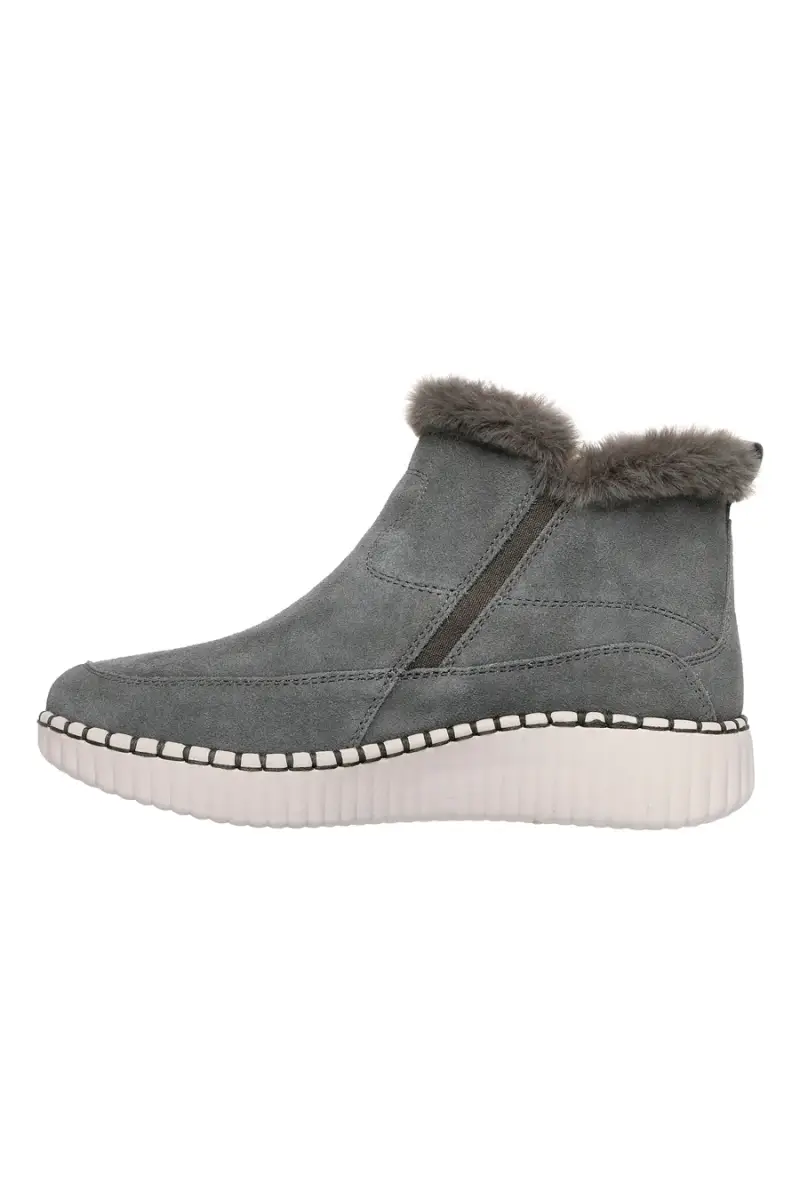 Stivaletti grigi in suede con pelliccia e Memory Foam Skechers Wilshire Blvd Fresh Zip [OLIVA SCURO] miniatura 3