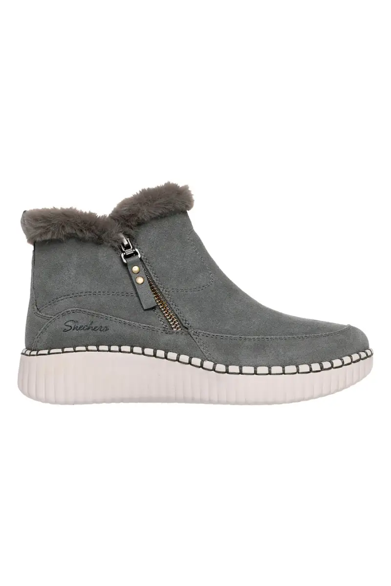 Stivaletti grigi in suede con pelliccia e Memory Foam Skechers Wilshire Blvd Fresh Zip [VERDE]