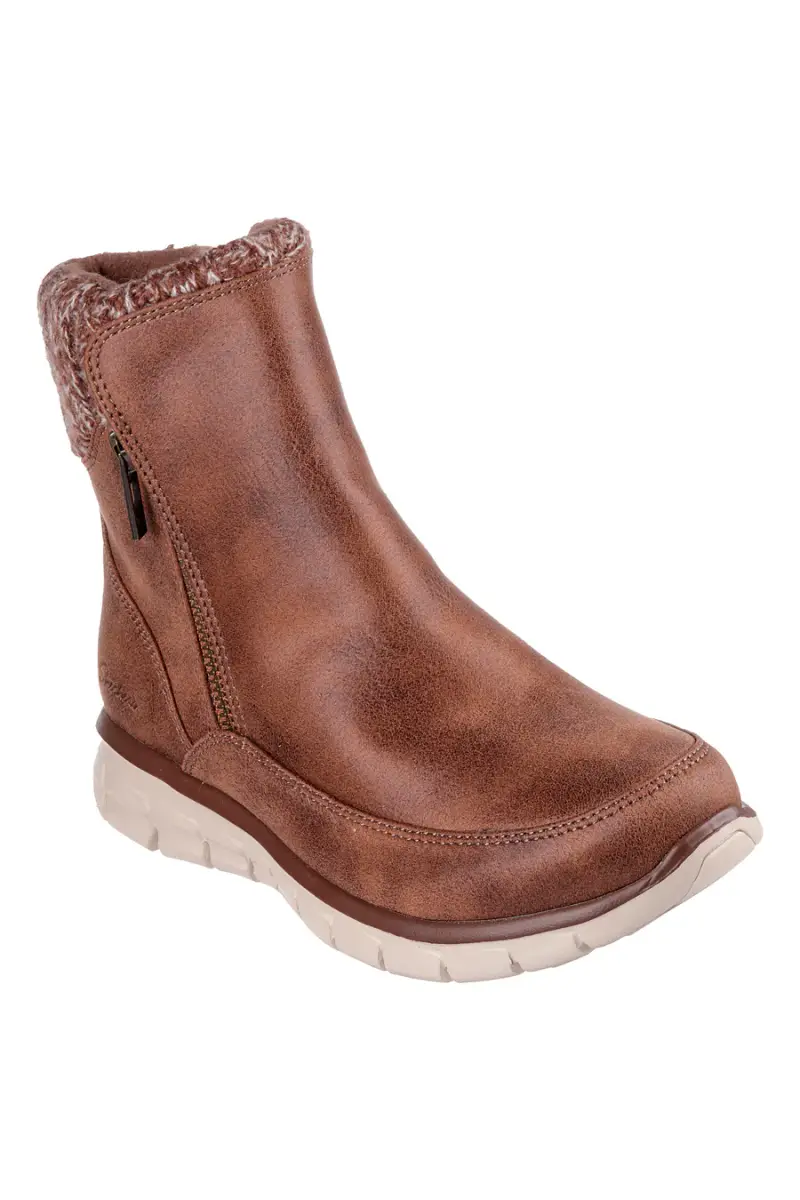 Stivaletti marroni in vegan leather con Warm Tech Memory Foam Skechers Synergy Lovely Collab [MARRONE] miniatura 2