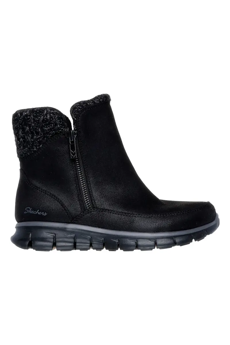 Stivaletti neri con collo lavorato e Warm Tech Memory Foam Skechers Synergy Lovely Collab [NERO]