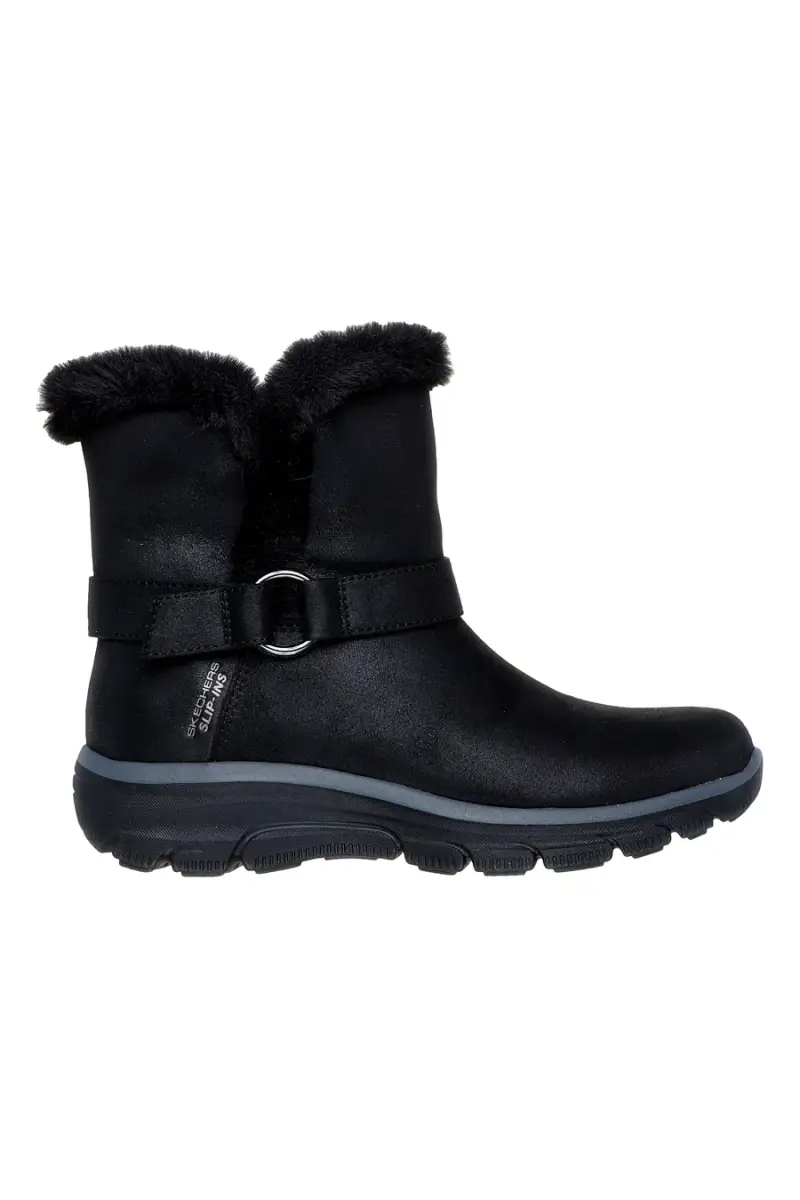 Stivaletti neri con pelliccia vegan waterproof Skechers Easy Going Dreamers Move [NERO]