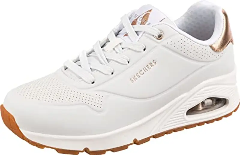 Skechers Uno - Golden Air, Sneakers Donna, Bianco White Black Gold, 38.5 EU