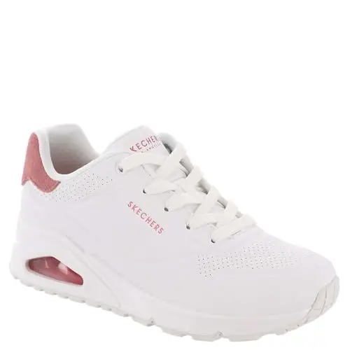 Skechers Uno, Sneaker Donna, White Durabuck Coral Suede Trim, 36.5 EU miniatura 2