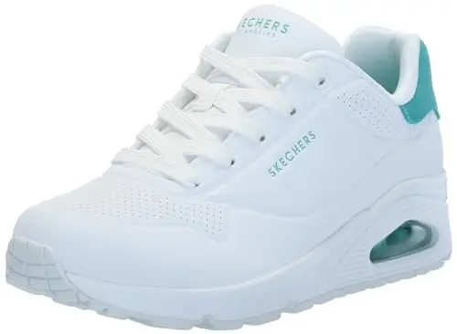 Skechers Uno, Sneaker Donna, White Durabuck Mint Suede Trim, 39.5 EU