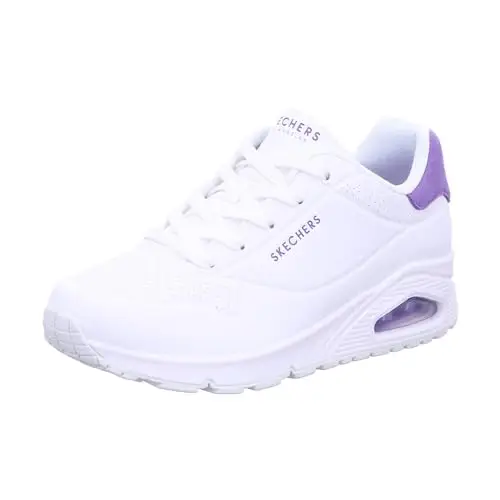 Skechers Uno, Sneaker Donna, White Durabuck Purple Suede Trim, 37 EU