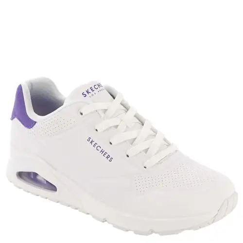 Skechers Uno, Sneaker Donna, White Durabuck Purple Suede Trim, 37 EU miniatura 2