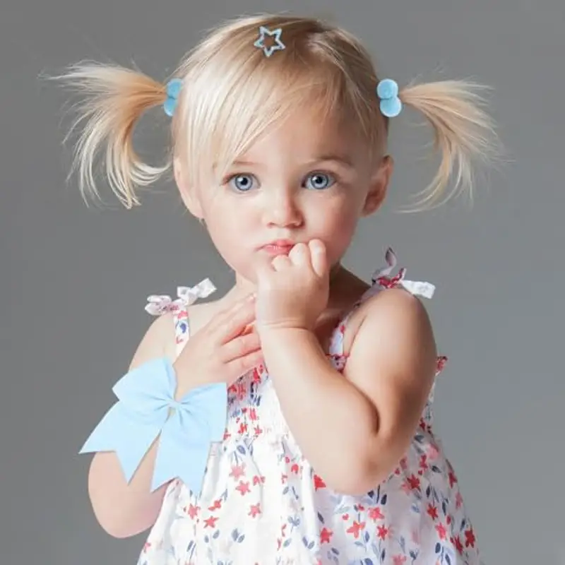SKHAOVS 33 Pezzi Blu Tiny Hair Bows Clips Bambini Neonati Grosgrain Ribbon Bows Barrette per capelli Mollette per miniatura 3