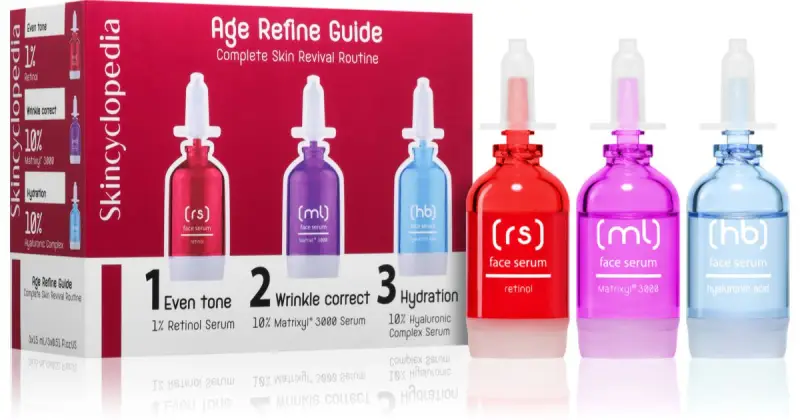 Age Refine Guide set anti-age 1% Retinol siero viso 15 ml + 10% Matrixyl siero viso 15 ml + 10% Hyaluronic Complex siero viso 15 ml