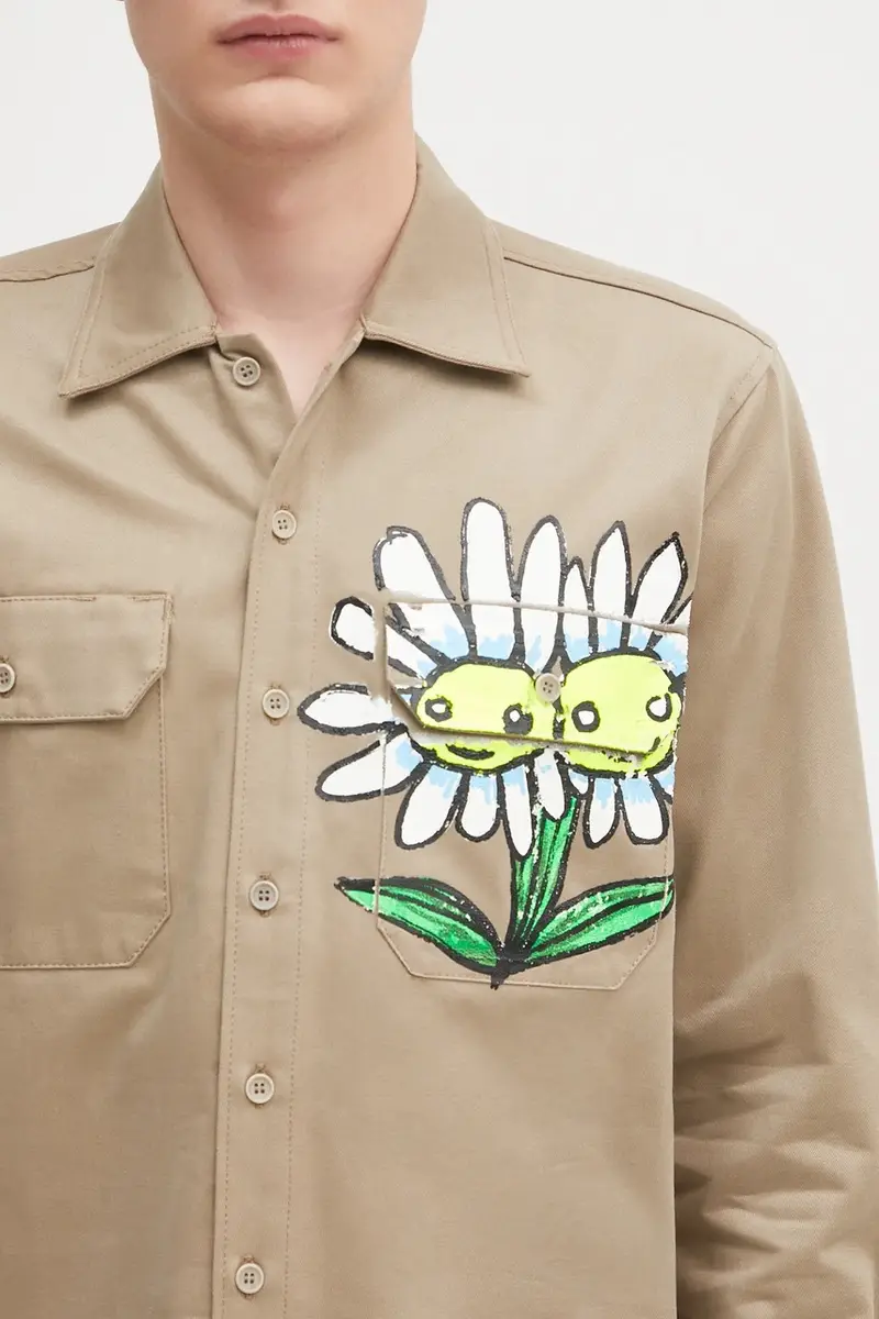 camicia in cotone Daisy workshirt uomo colore beige SHF07B014 miniatura 4